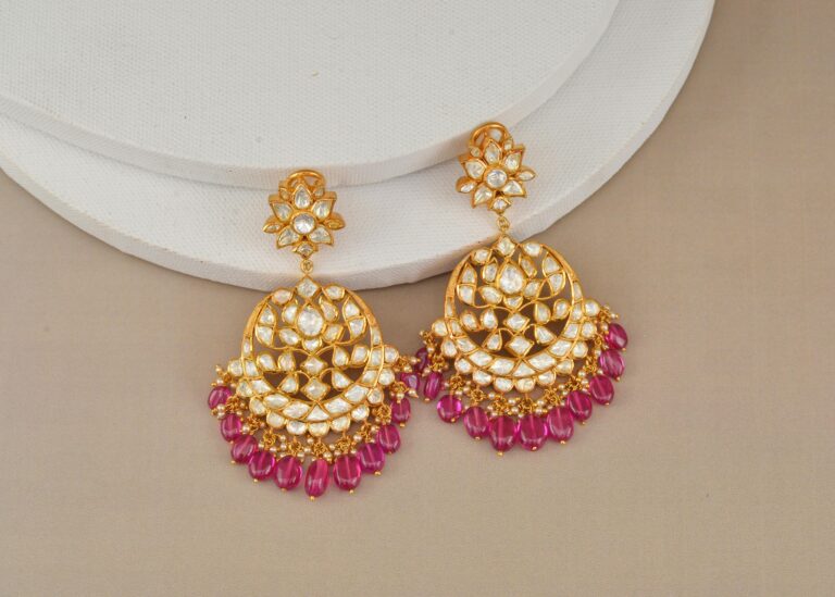 Luxurious gold earrings adorned with diamonds and rubies|Best Earrings
